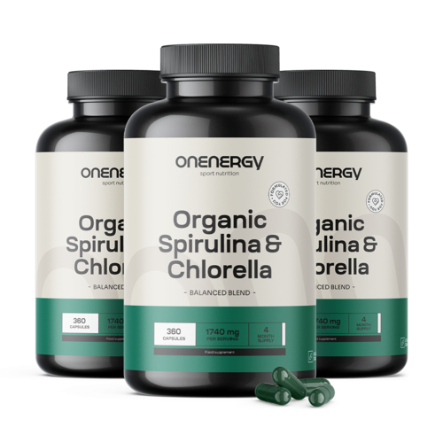 3x BIO Espirulina y chlorella, en total 1080 cápsulas