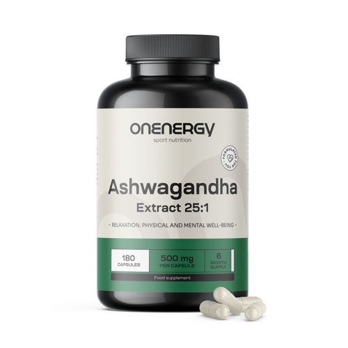 Ashwagandha 500 mg – extracto 25:1, 180 cápsulas